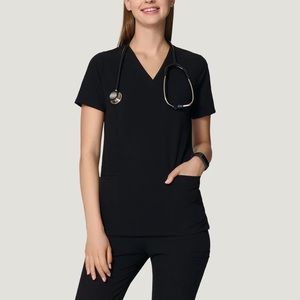 Mandala v-neck 6-pocket Black Scrub Top